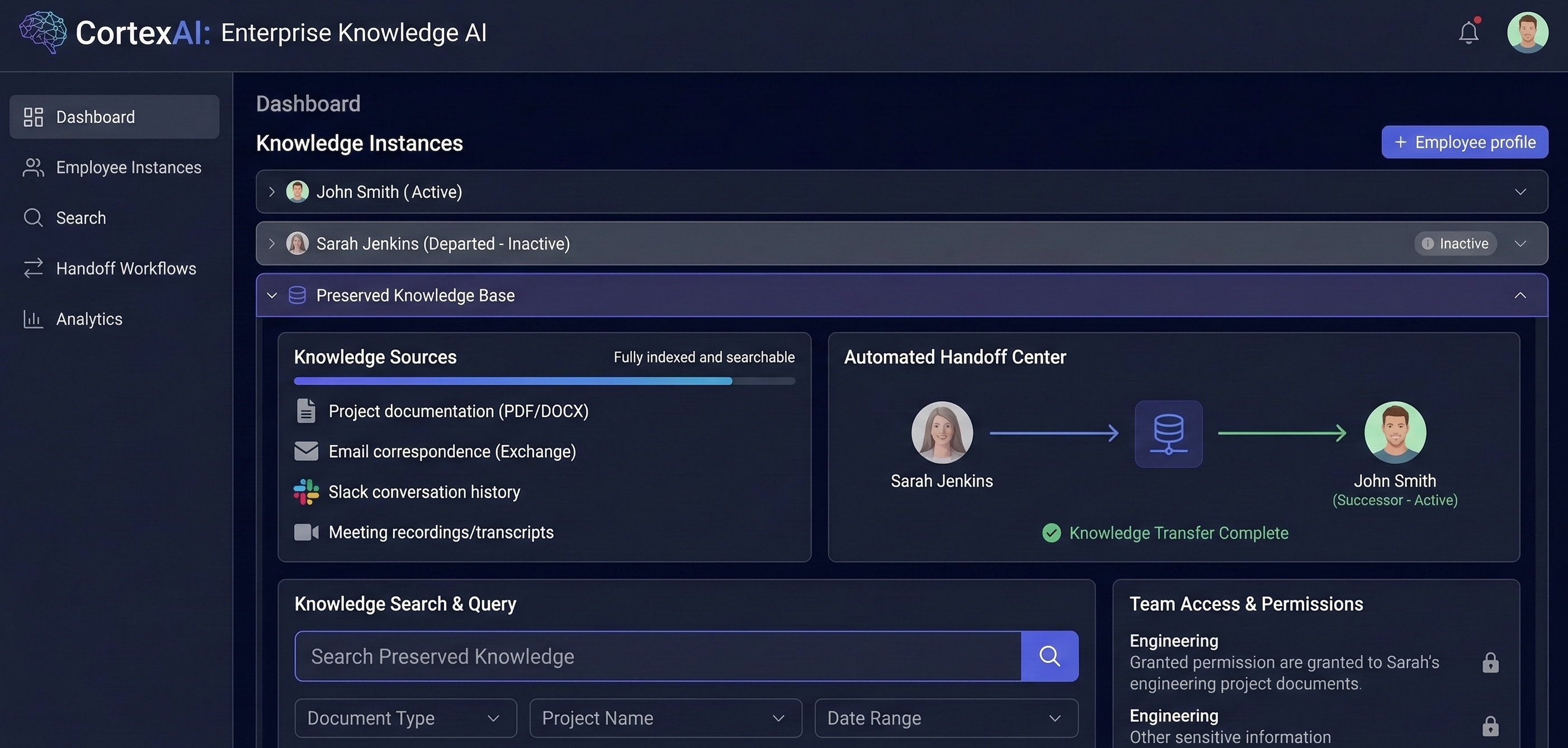 CortexAI — Enterprise Knowledge Dashboard
